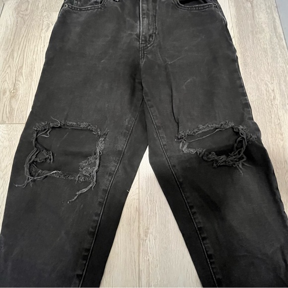Black Distressed Mom Jeans - Picture 2 of 4